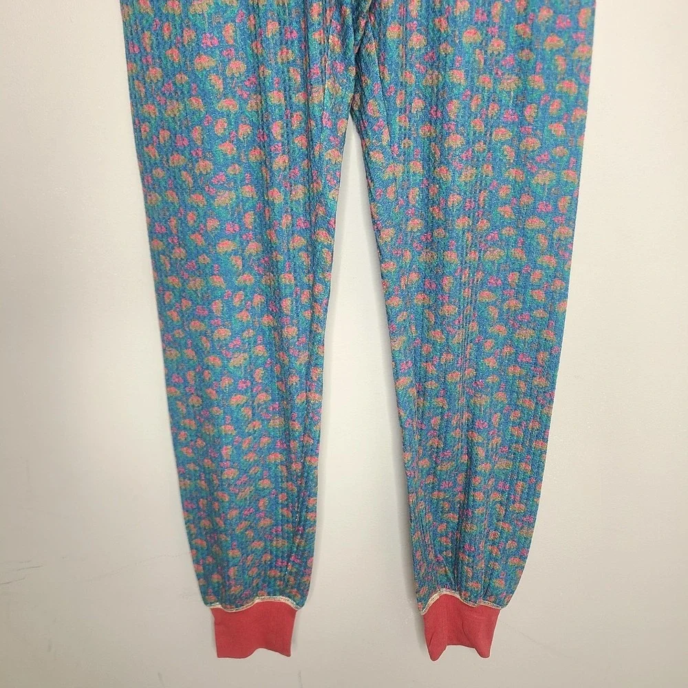Natural Life Mix & Match Blue Floral Thermal Long John Lounge Pants S Boho - Picture 4 of 6